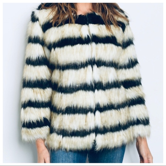 ABSOLUTELY FABULOUS FAUX FUR STRIPED JACKET - Picture 4 of 5